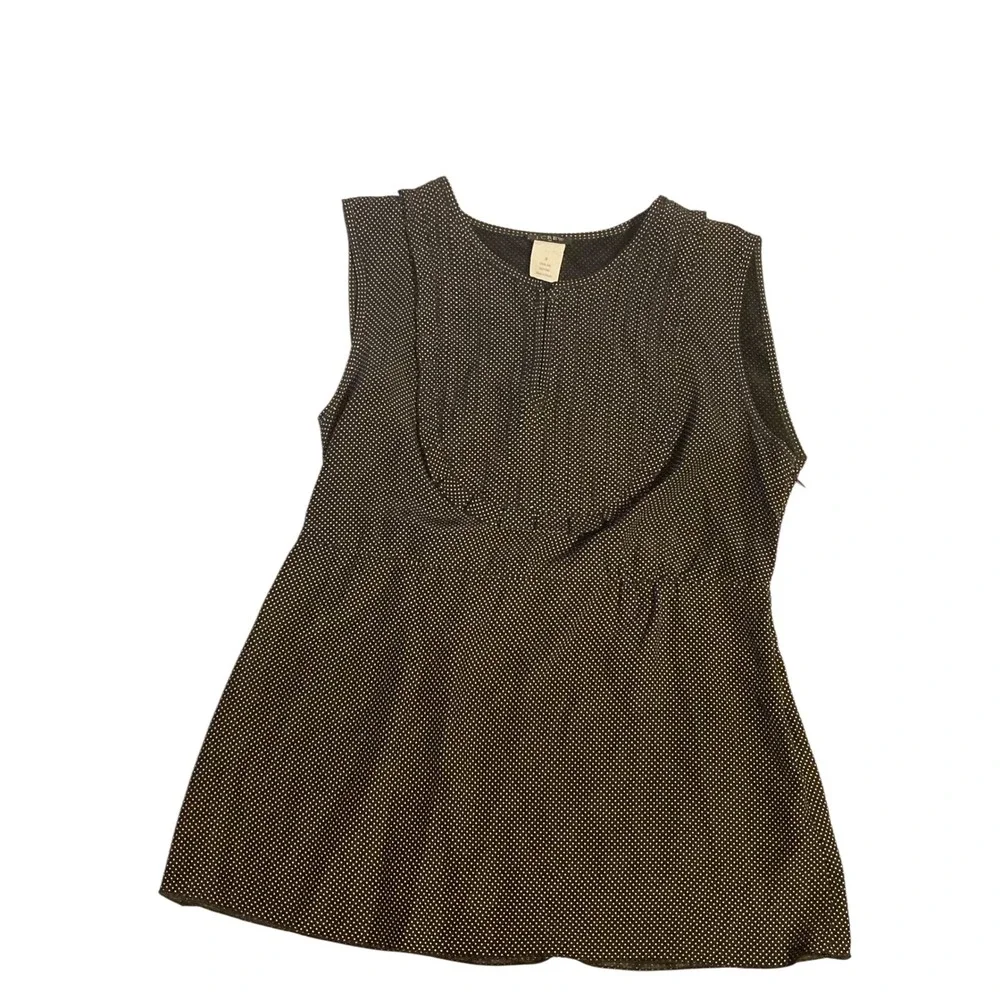 J. Crew Womens Silk Polka Dot Sleeveless Bib Front Blouse Black White Size‎ 0